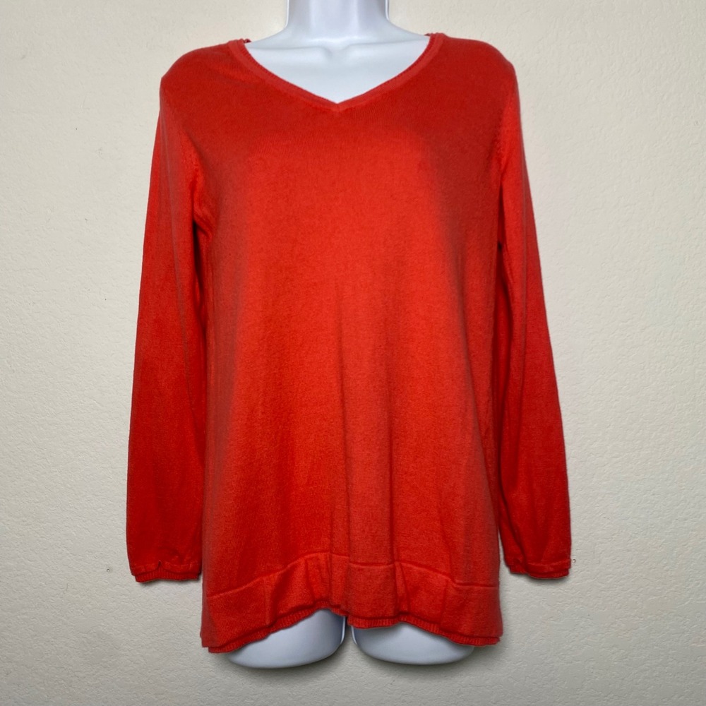 J Jill Pink V Neck Long Sleeve Womens XS Sweater Minimalist Casual Transitional